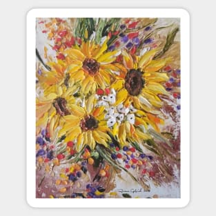 Sun Flower Love, Sun Flowers, Abstract Flowers, Yellow Flowers, Sun Flower Painting, Floral Decor, Yellow Flowers Decor Sticker